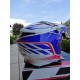 CASCO CROSS HELMET COLORE BIANCO BLU CHIUSURA DOPPIA D