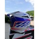 CASCO CROSS HELMET COLORE BIANCO BLU CHIUSURA DOPPIA D